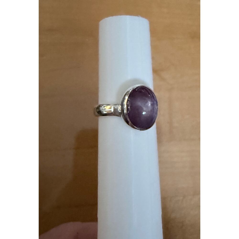 Star Ruby .925 Sterling Silver Ring Size 4 ,10x8mm untreated stone New